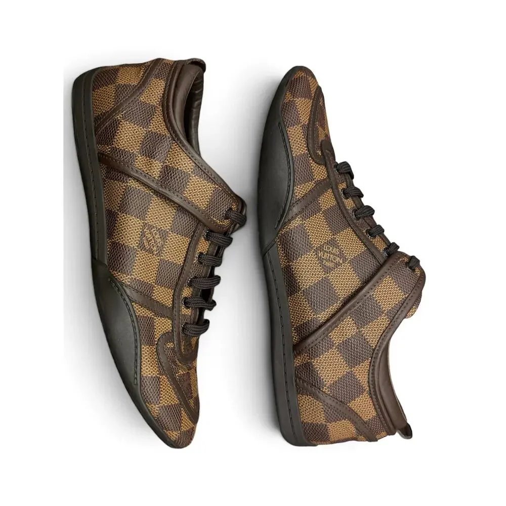 Louis Vuitton Women’s US 4.5/5 Damier Ebene Leather Canvas Low-Top Sneakers